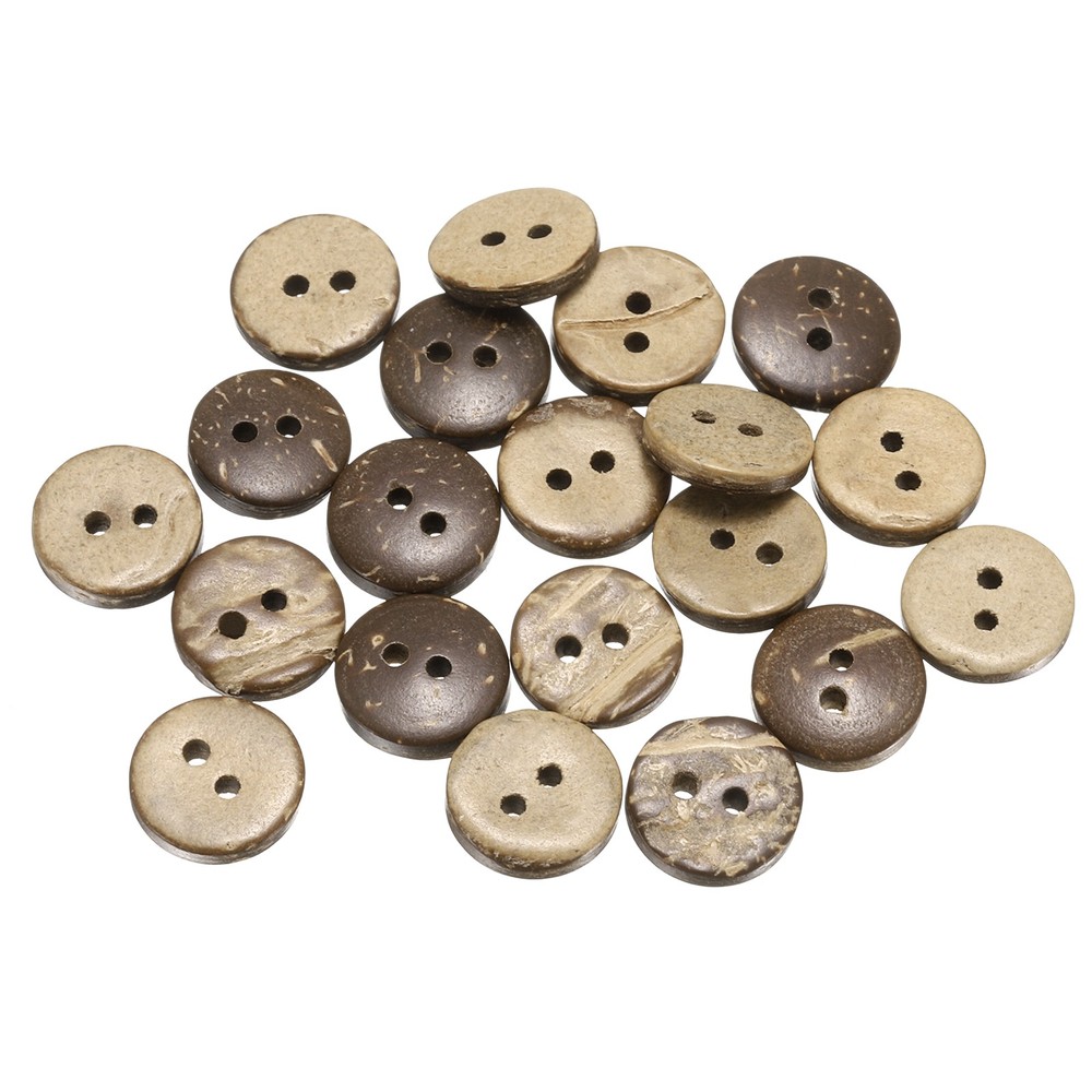 20pcs Coco Shell Buttons 10mm Handmade Sewing Crafts Round Button, Brown