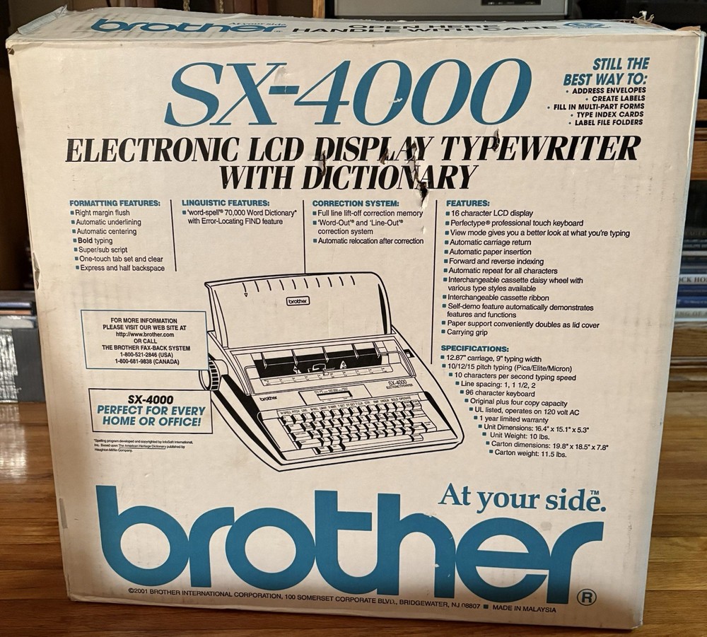 Brother SX-4000 Electronic LCD Display Typewriter W/ Box Correction Tapes