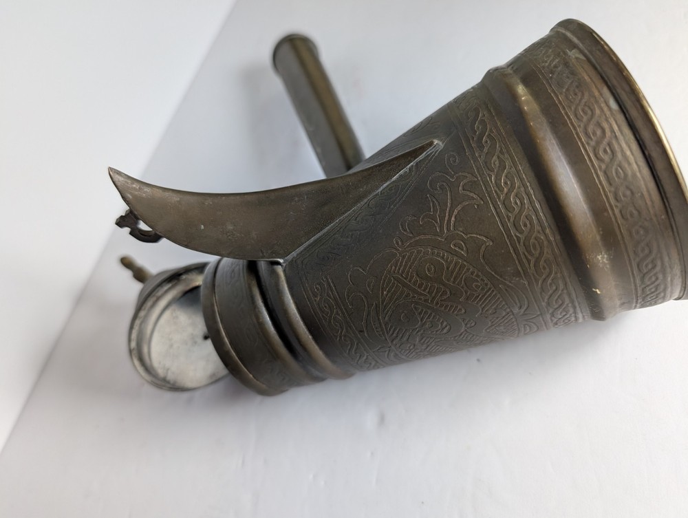 Antique 19th Century Middle Eastern Brass Dallah with stick handle - coffee pot