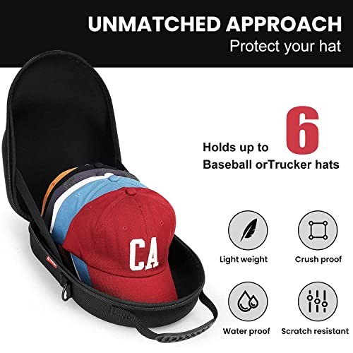Hat Case, Hard Hat Case for Baseball Caps, Hat Storage with Carrying Black