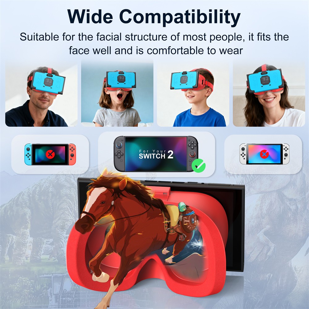 VR Headset for Nintendo Switch 2 Games Console Model 3D Reality Glasses