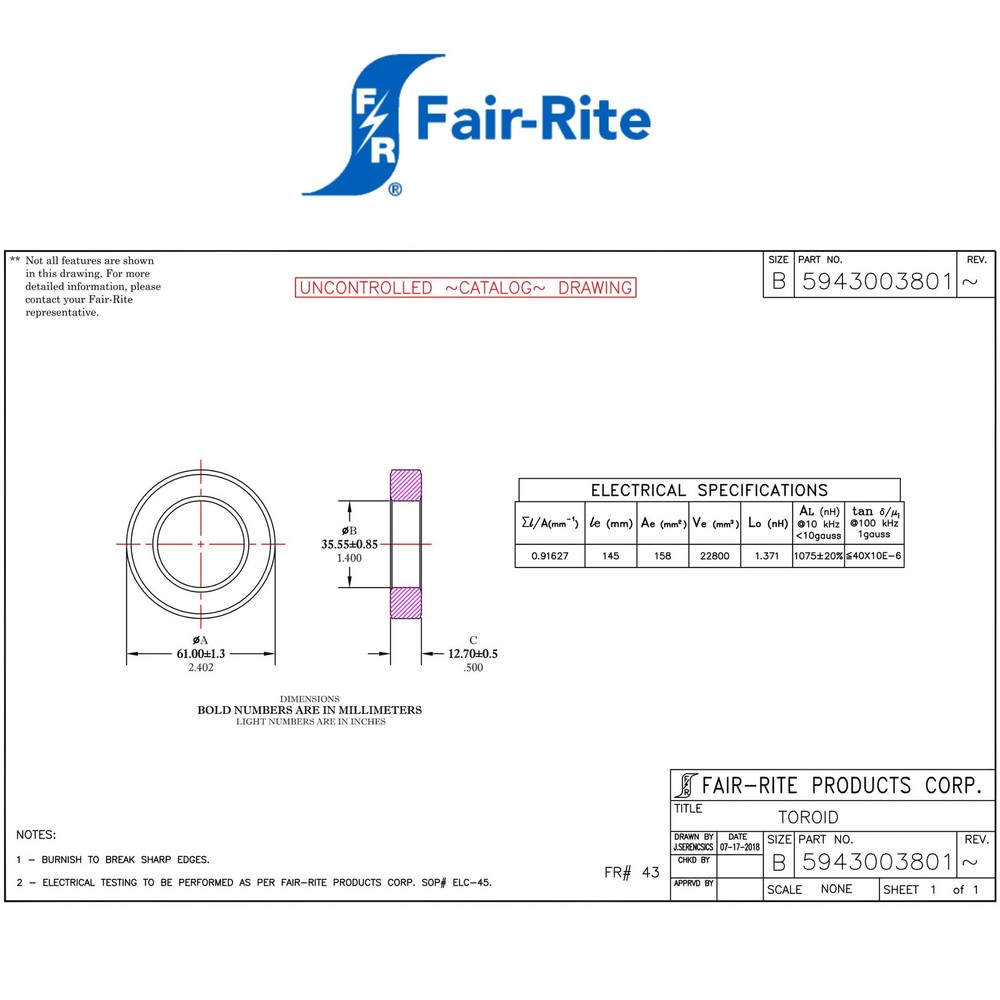Toroid Core FT240-43 Ferrite