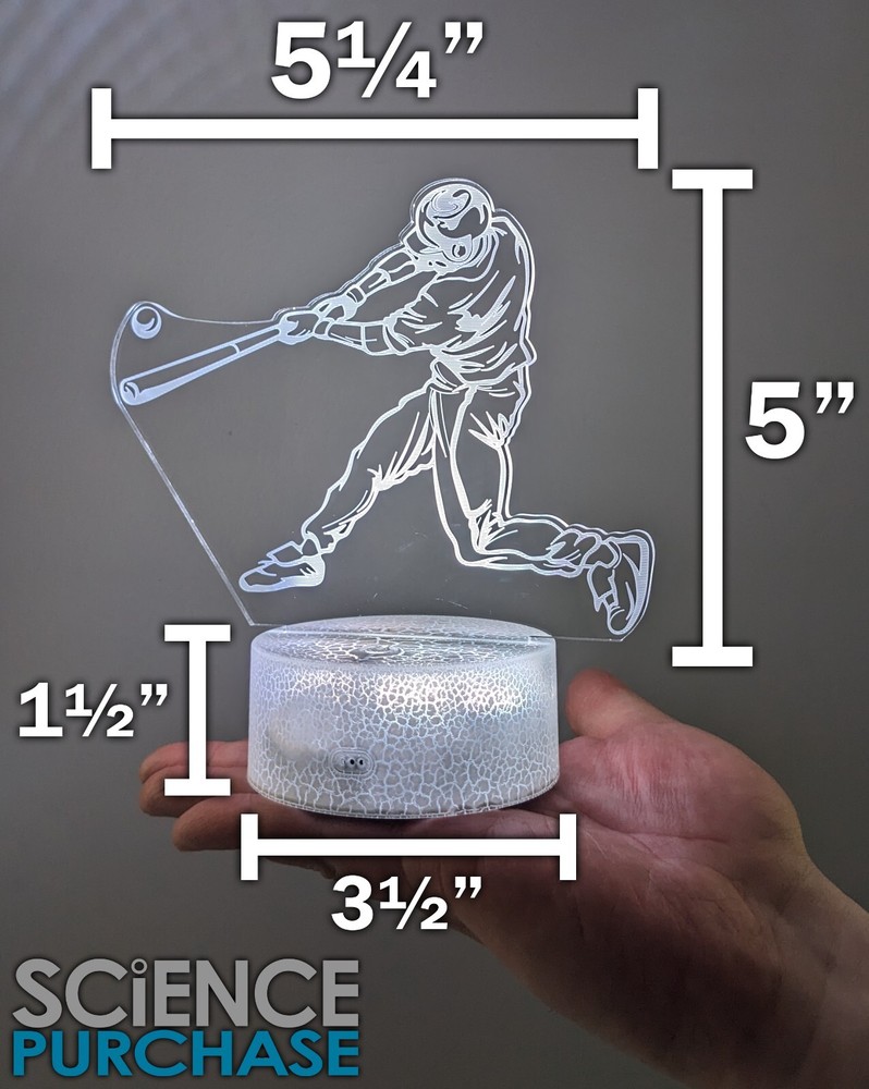 Baseball Swing LED Night Light w/ Remote Control - 16 Colors, 5 Modes, Dimmable