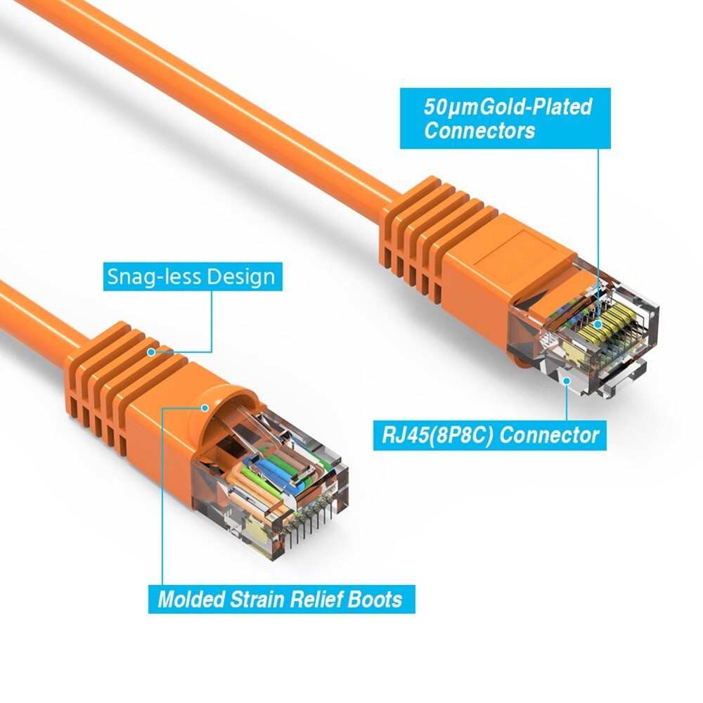 4FT Cat6 RJ45 Ethernet LAN Network UTP Snagless Patch Cable Pure Copper Orange