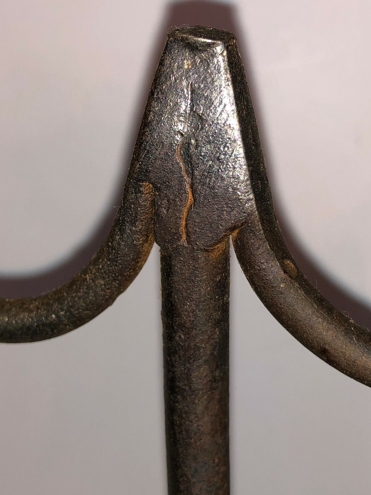 ANTIQUE EARLY WROUGHT IRON CANDLE HOLDERS.