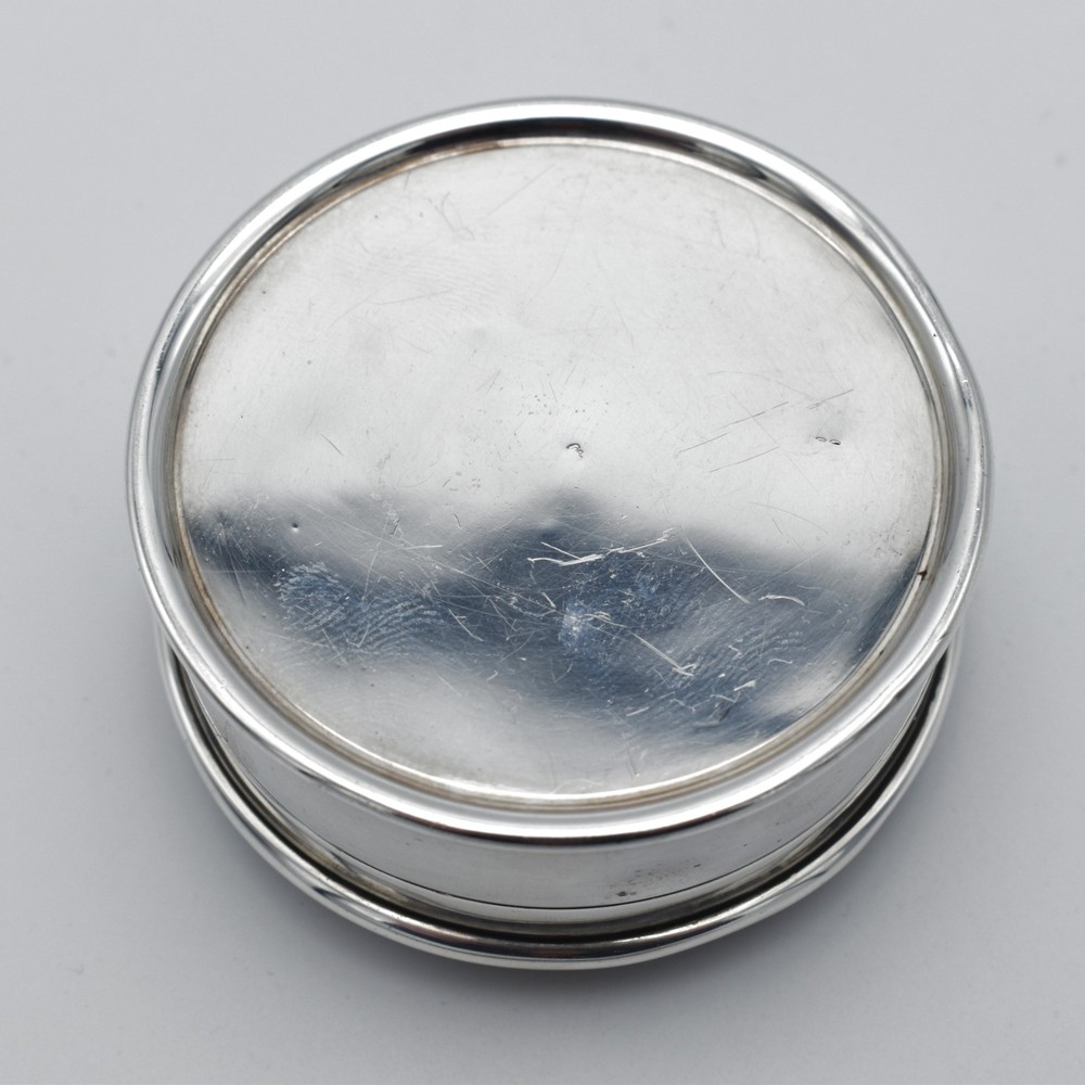 Antique Solid Silver Faux Tort Shell Powder Box Snuff Box 1921