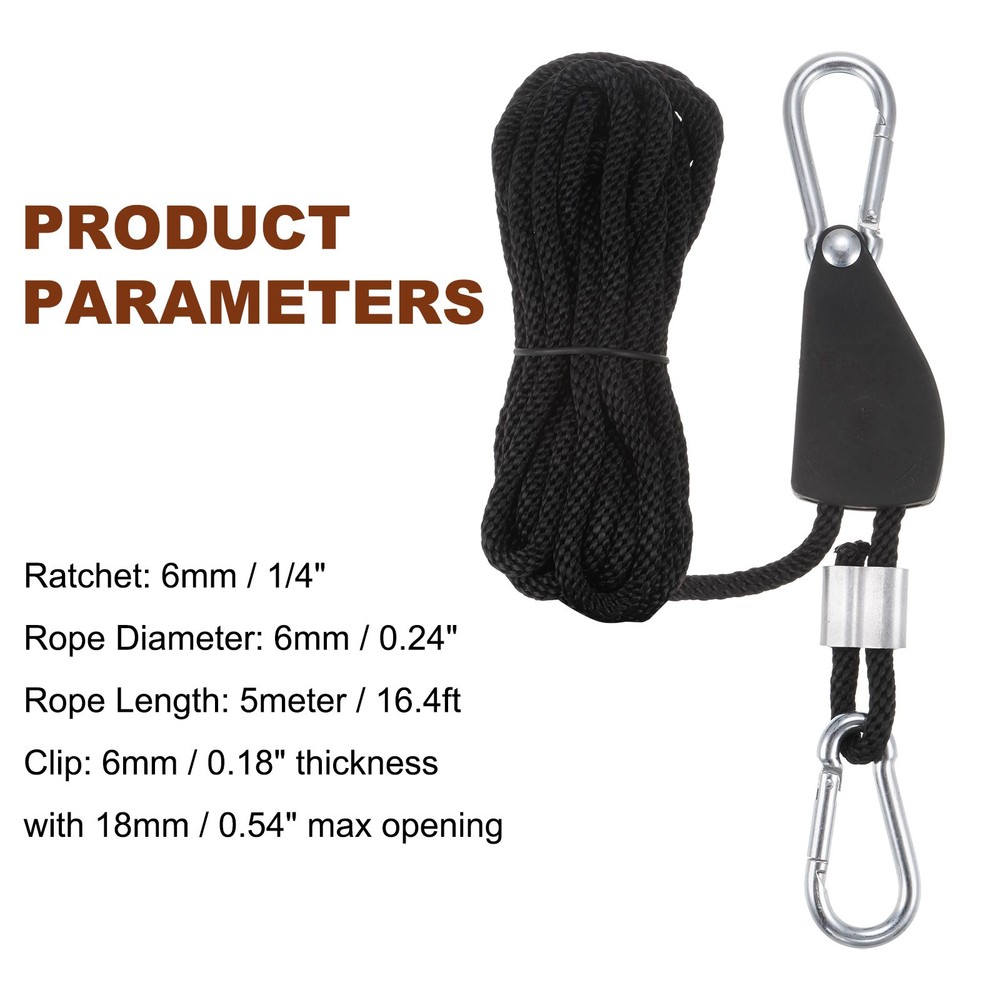 2sets 1/4" 6mm Adjustable Rope Hanger 16.4ft Tie Down Strap