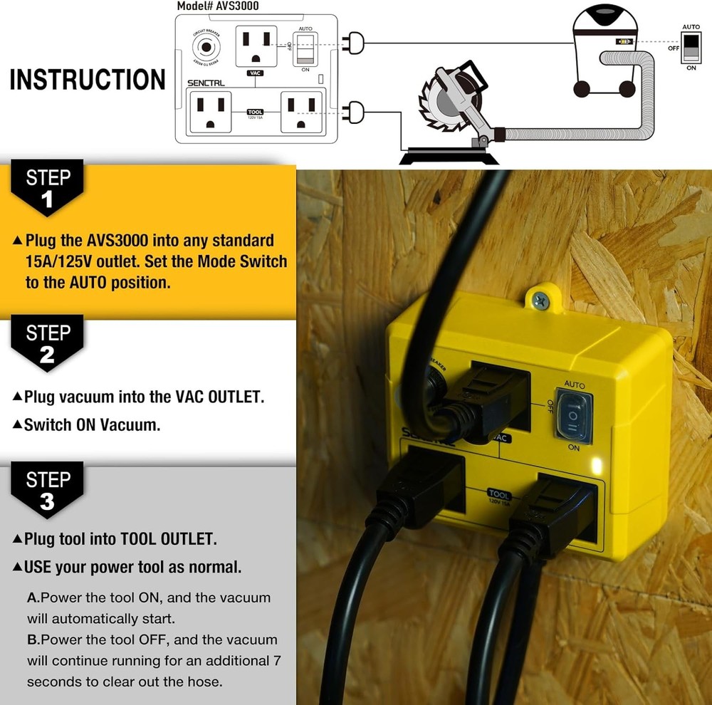 Automatic Vacuum Switch for Power Tools to Turn Dust Collector
