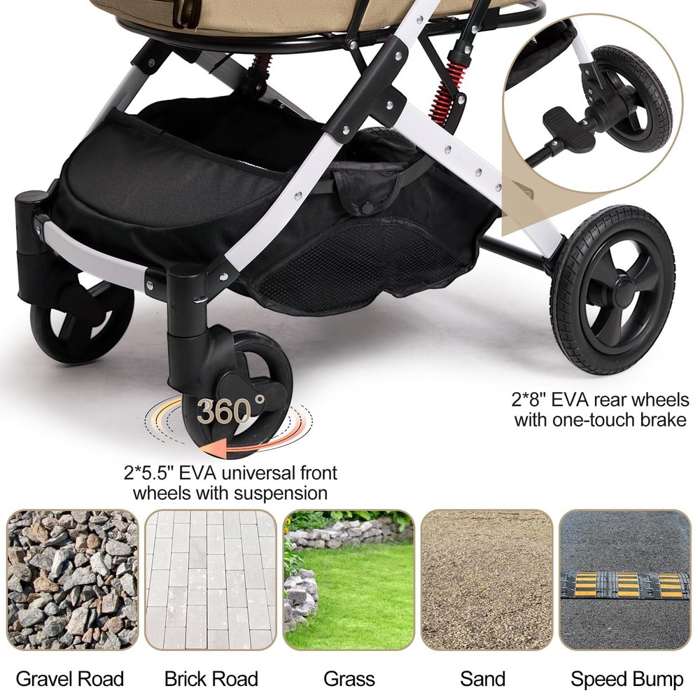 Pet Stroller for Medium Small Dog & Cat, Foldable Lightweight Dog Stroller wi...