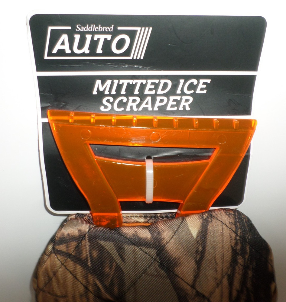 Saddlebred Auto Mitted Ice Scraper Realtree Camo Orange Lining Elastic Cuff 14+