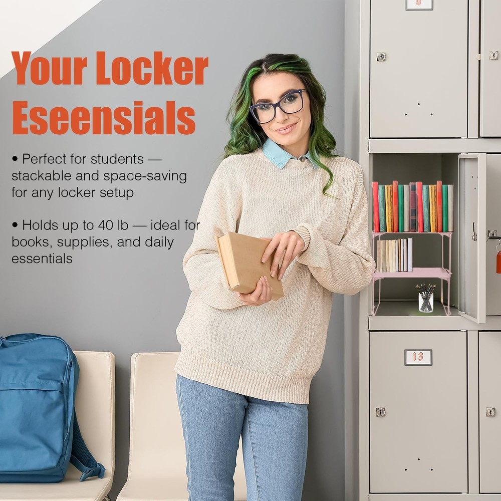Locker Organizer Shelf, Stackable, Extra Tall, Fits Standard Size School Lock...