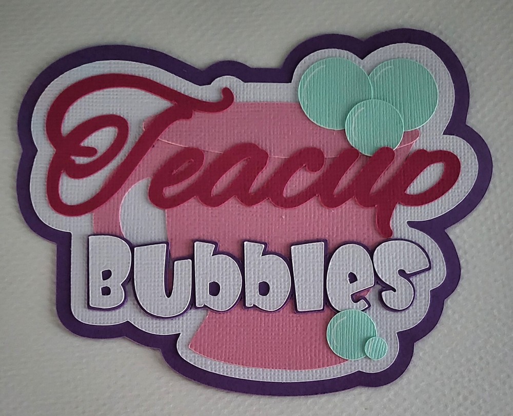 Teacup Bubbles  Title. Card Making Paper Piecing