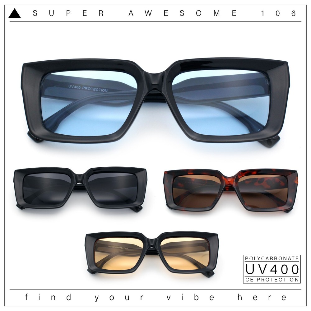 Retro Hipster Thick Beveled Frame Horn Rim Square Rectangle Sunglasses