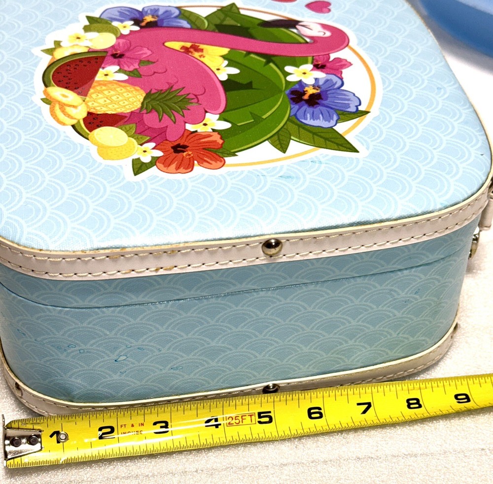Flamingo Canvas Box Hinged Storage Suitcase 11x9x4