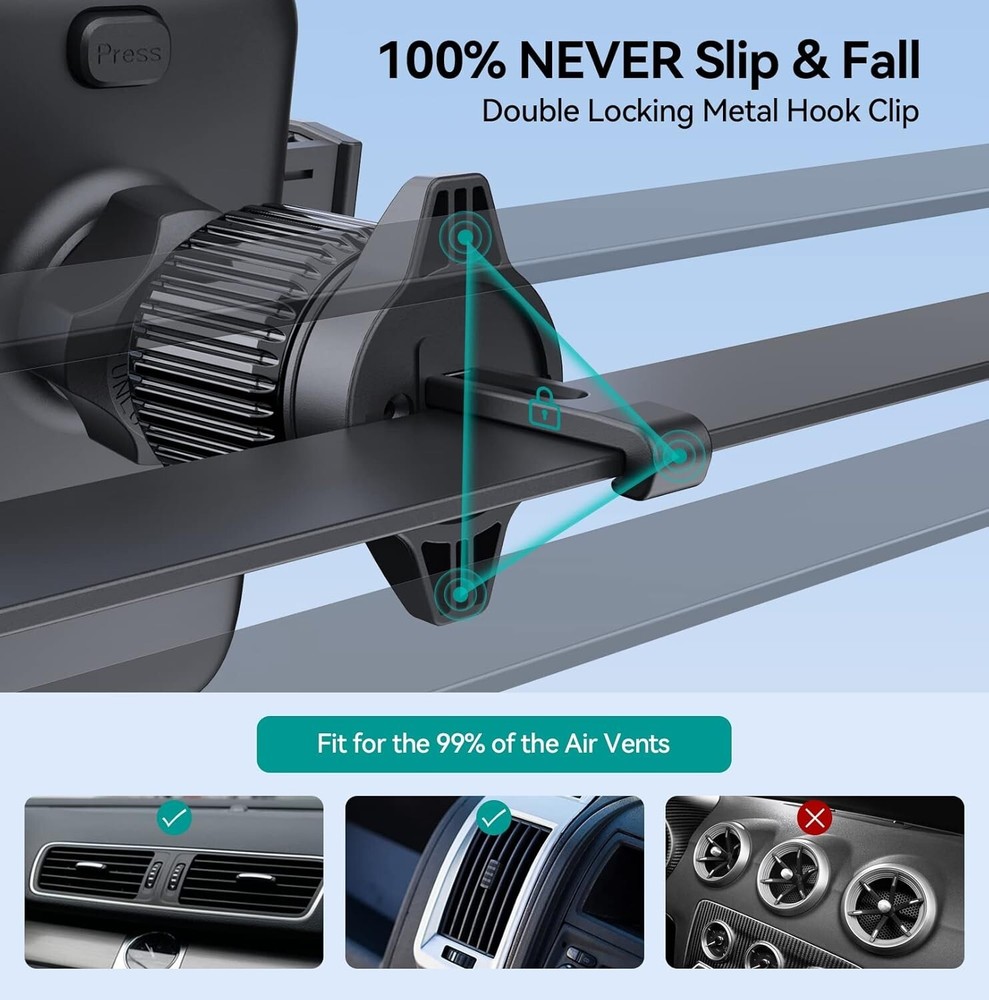 3 in 1 Universal Phone Mount Car Dashboard Windshield Air Vent iPhone Android