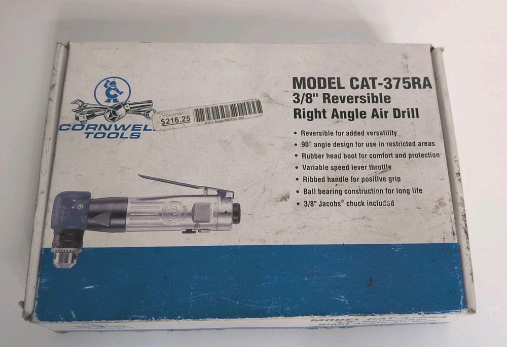 Cornwell Tools 3/8” Reversible Right Angle Air Drill with Head Boot CAT375RA