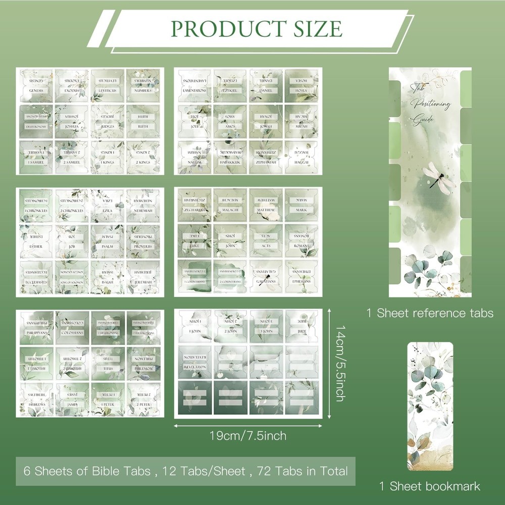 72Laminated Bible Tabs,Large Print Laminated for Study Bible,Include 67Bible ...