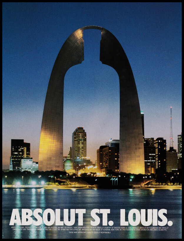 Absolut St. Louis print ad 1995 - arch