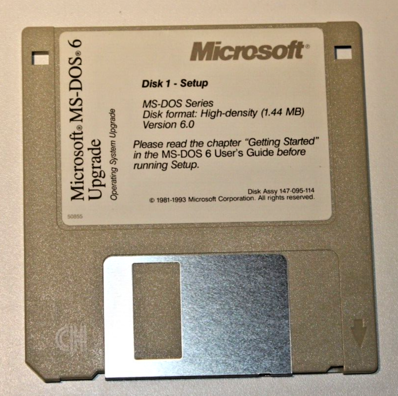 Microsoft MS-DOS 6.0 Upgrade 3.5" Floppy Boot Disks - (disk 1, 2, and 3)