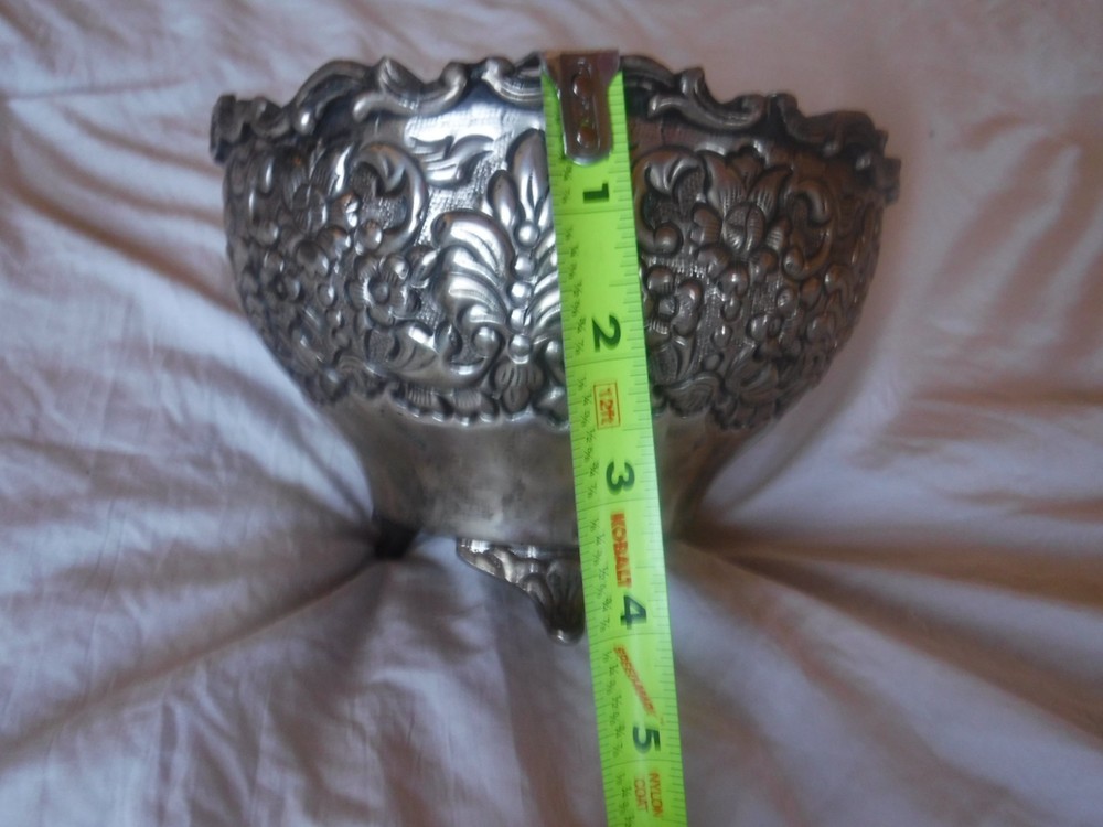 Planter Silver Plated Solid brass Bowl potted Embossed Floral Theme Footed Bowl