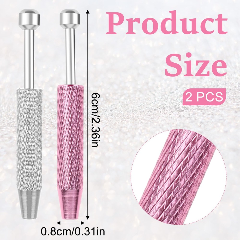 cobee 2 Pcs Piercing Ball Grabber Tool, Changing Tools Silver+Pink
