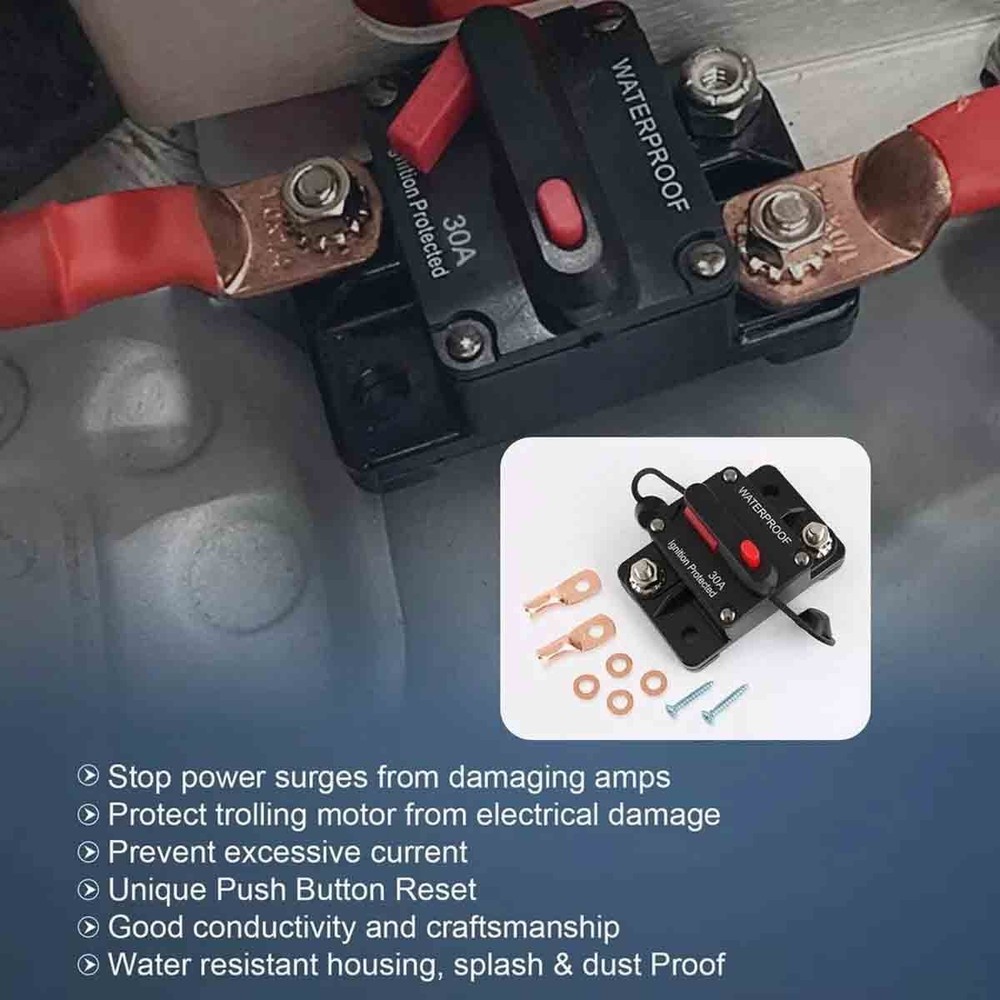 2Pack 30 Amp Marine Circuit Breaker Switch Fuses with Manually Reset Button
