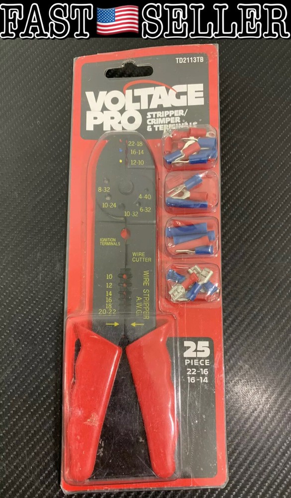 Voltage Pro Stripper / Crimper With Terminals 25 Pieces Set - NEW! FAST!