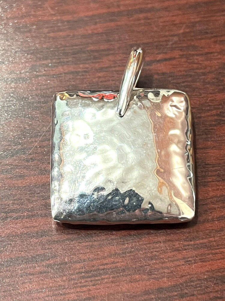 Vtg. Silpada Sterling Silver Hammered Square Pendant 18.7 Gr.