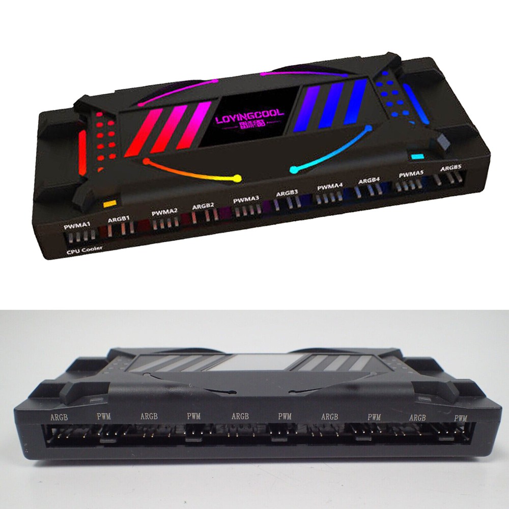 10 PWM / 12 ARGB Strip Fan Controller Hub Splitter + Remote for PC Computer