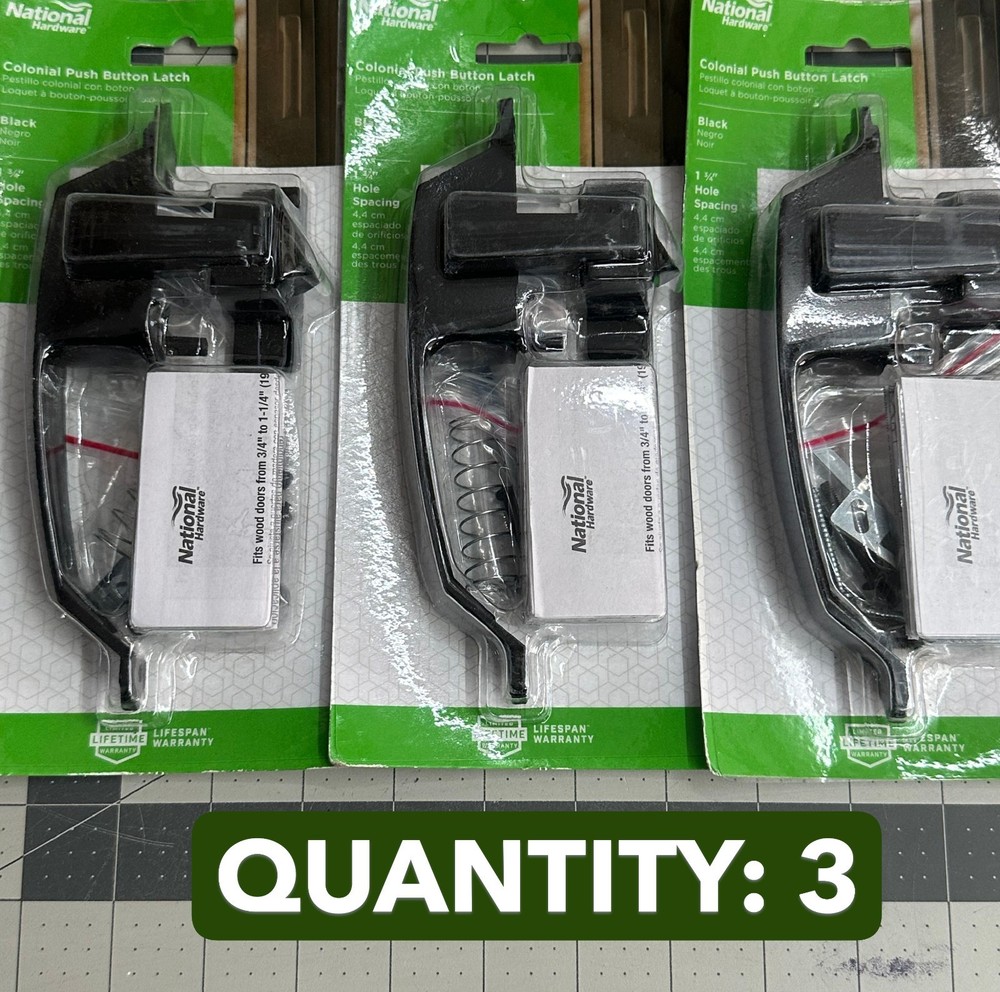 3-PACK LOT National Hardware N100-023 Colonial Hammered Black Push Button Latch