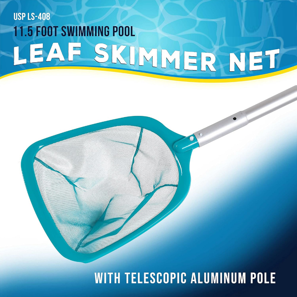 Telescopic Pool Skimmer 11.5ft, Fine Mesh Leaf Net with 8-Piece Pole