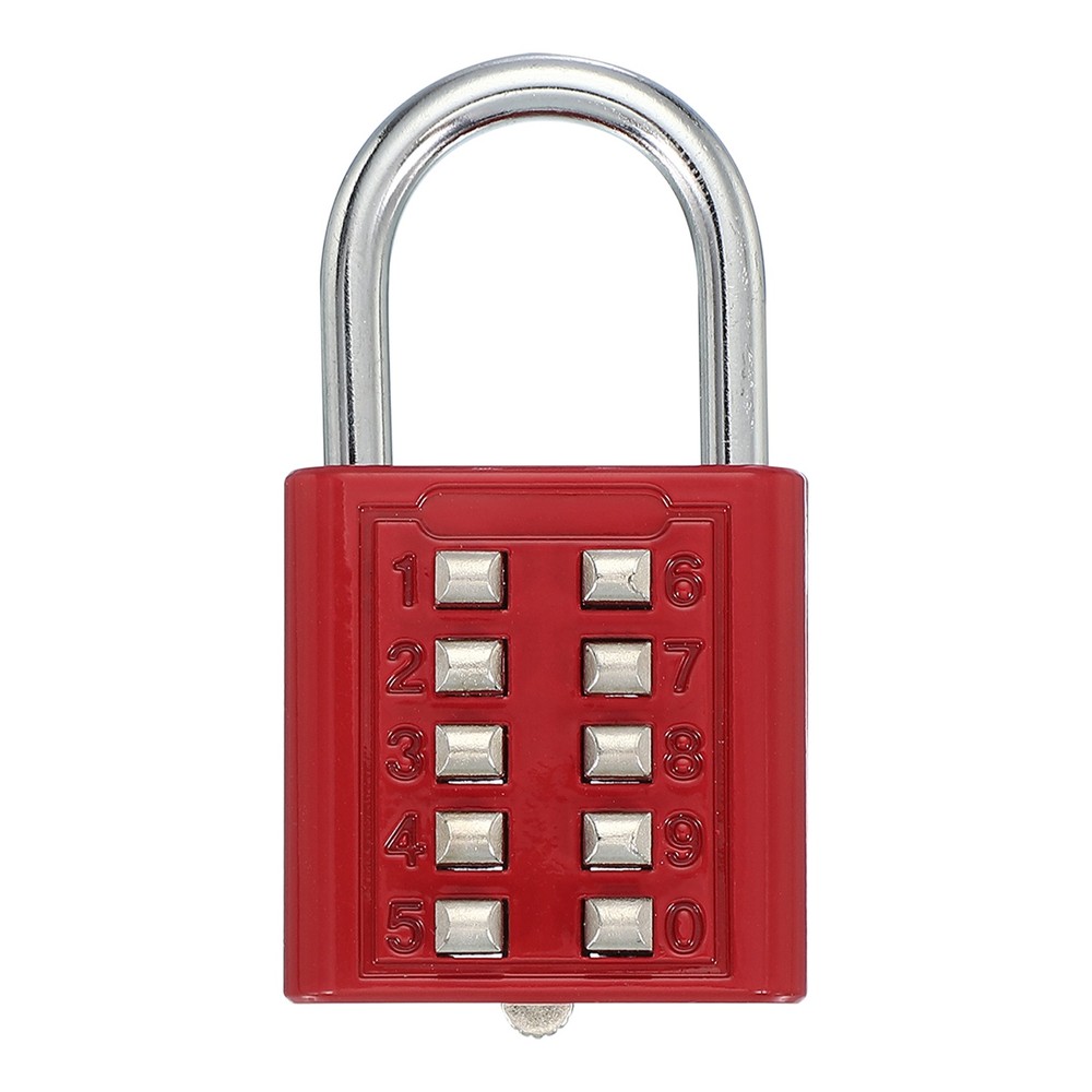 Push Button Combination Padlock 10-Digit 5-Position Lock Red