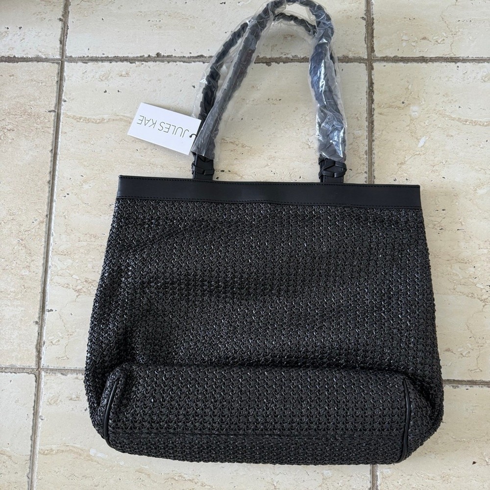 NWT! Jules Kae Black Woven Tote Bag