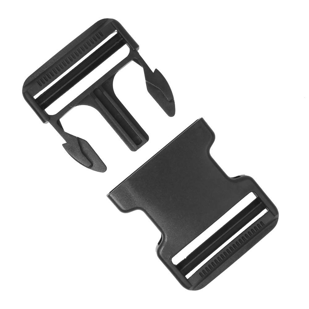 6 Pack 2 Inch Flat Dual Adjustable Plastic Side Release 2inch, Black