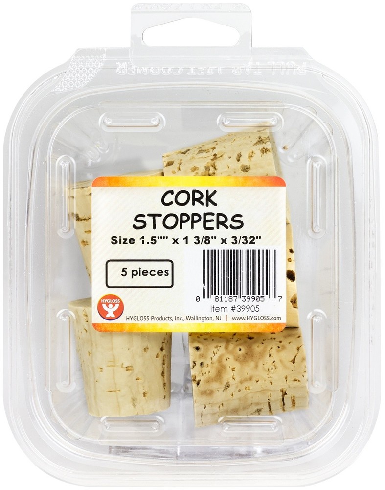 Hygloss Cork Stoppers 5/Pkg-1.5"X1.375"