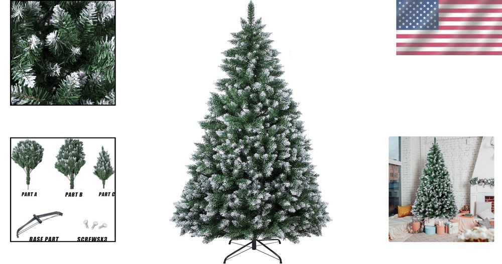 7.5FT Snow Flocked Artificial Christmas Tree with 1800 Tips - Easy Assembly
