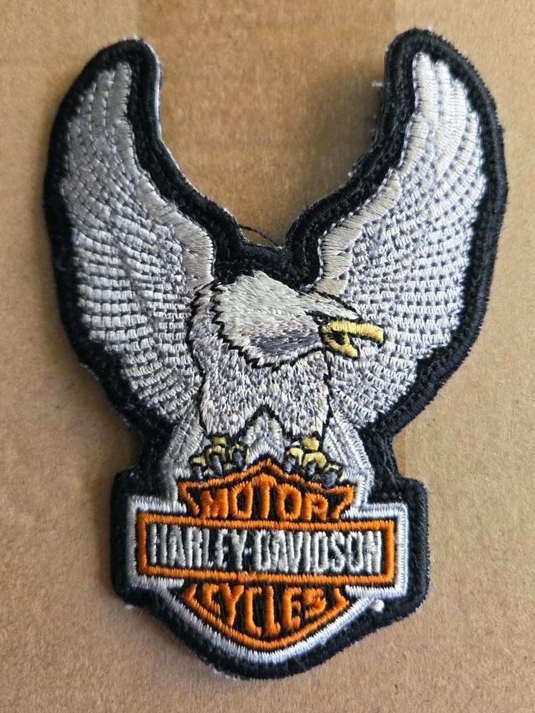 Harley Davidson Silver Eagle Up Wing B&S Patch 3 3/4" x 2 7/8"