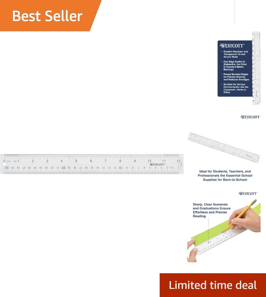 Scratch-Resistant Clear Ruler, 12-Inch for Accurate Measurements & Drawing