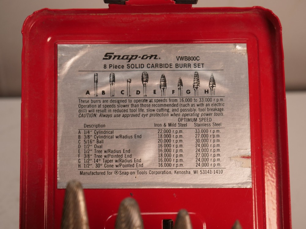 Snap-On 8 Piece Solid Carbide Burr VWB800C