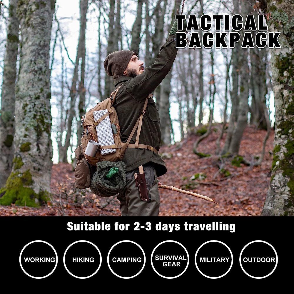 Mardingtop Small Tactical Backpack,Molle Hiking Backpack for 6539-khaki-25l