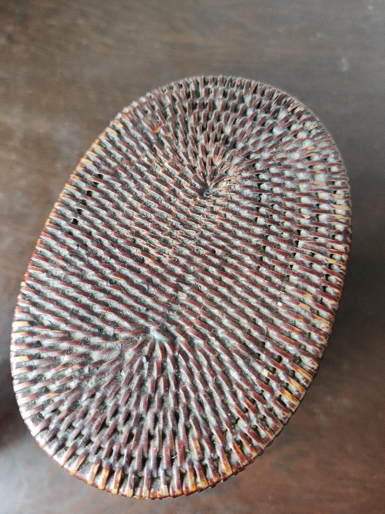 Superb Antique Japanese Wicker Ware Container Lidded Storage Box