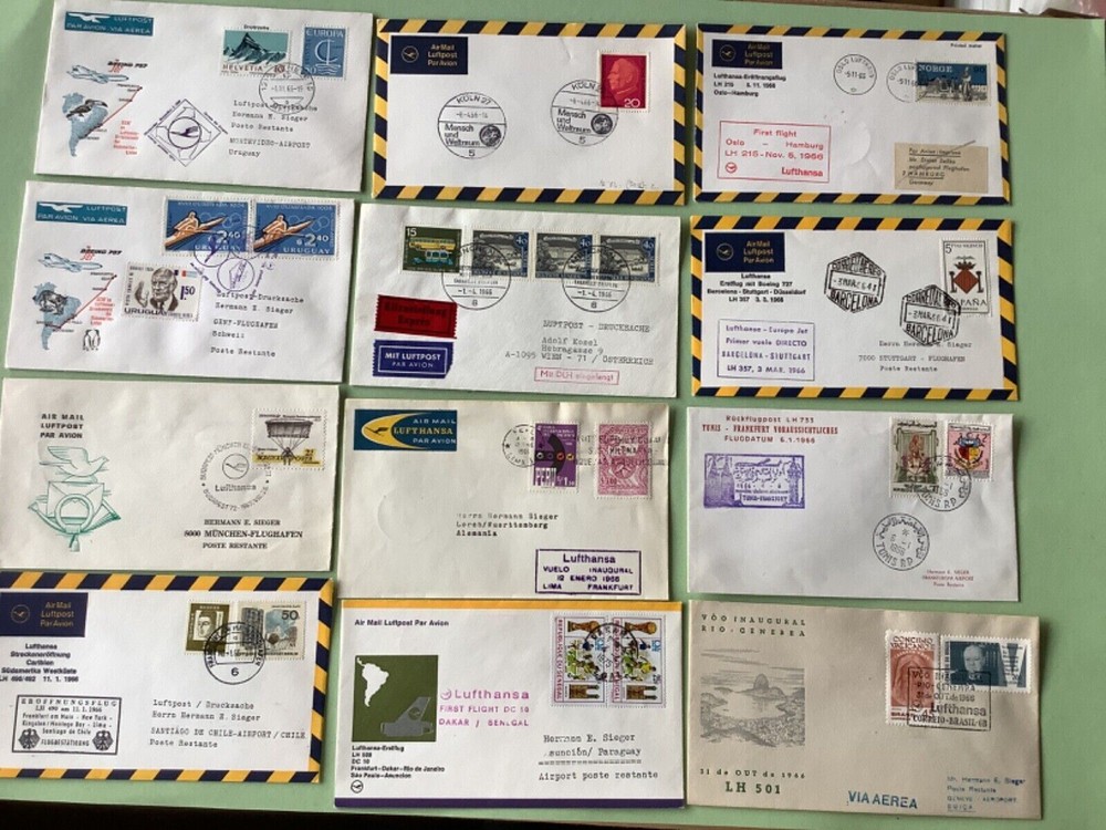 Airmail flight covers 12 mixed items RefA1632