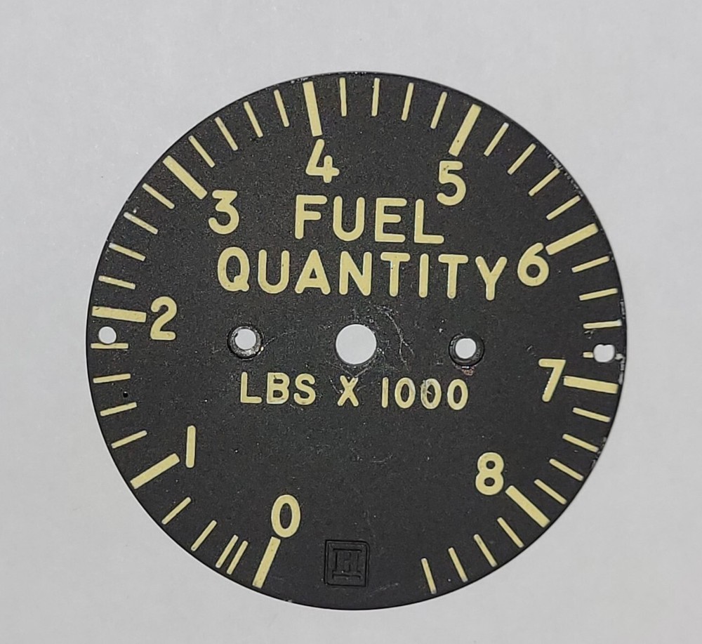 Fuel Quantity Indicator Dial, Glows Orange Under Black Light