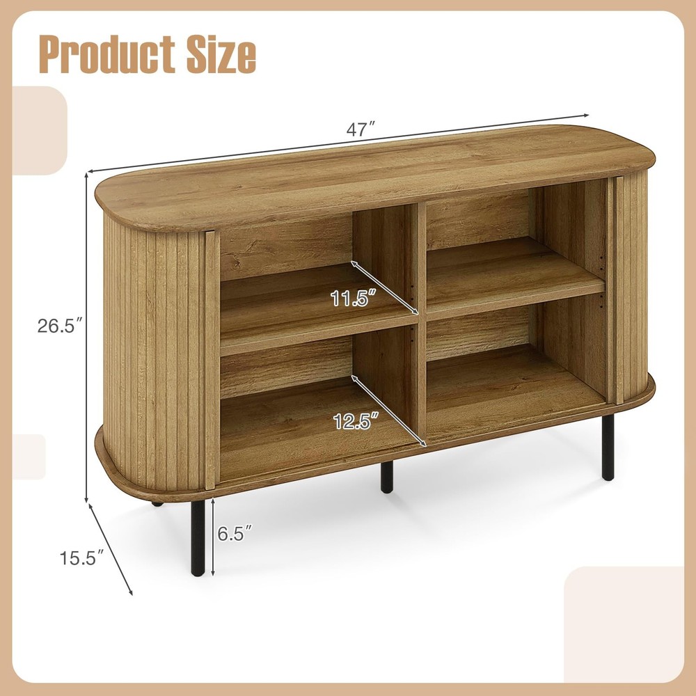 Kitchen Sideboard Cabinet Sliding Doors Adjustable Shelves Mid Century Console