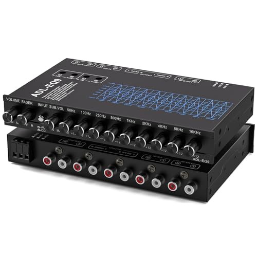 9 Band Car Audio Equalizer, Car Graphic Equalizer EQ W/Front, Rear 9 - Band