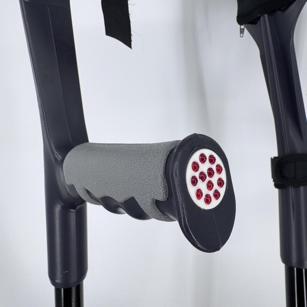 Antdvao Forearm Crutches Pair Black Adjustable Ergonomic Handgrip Quad Base