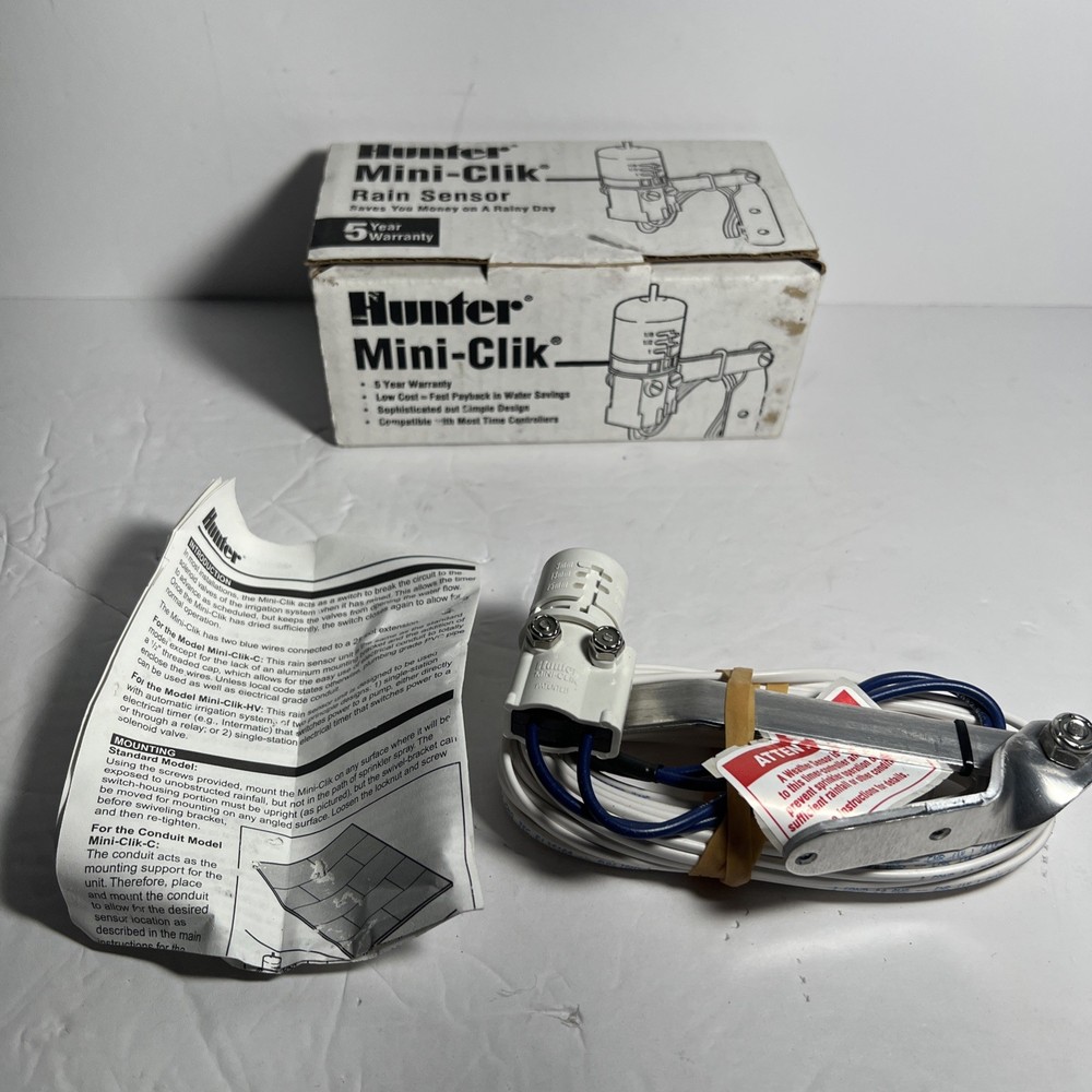 Hunter Mini Clik Rain Sensor Shutoff for Automatic Irrigation Systems with Mount
