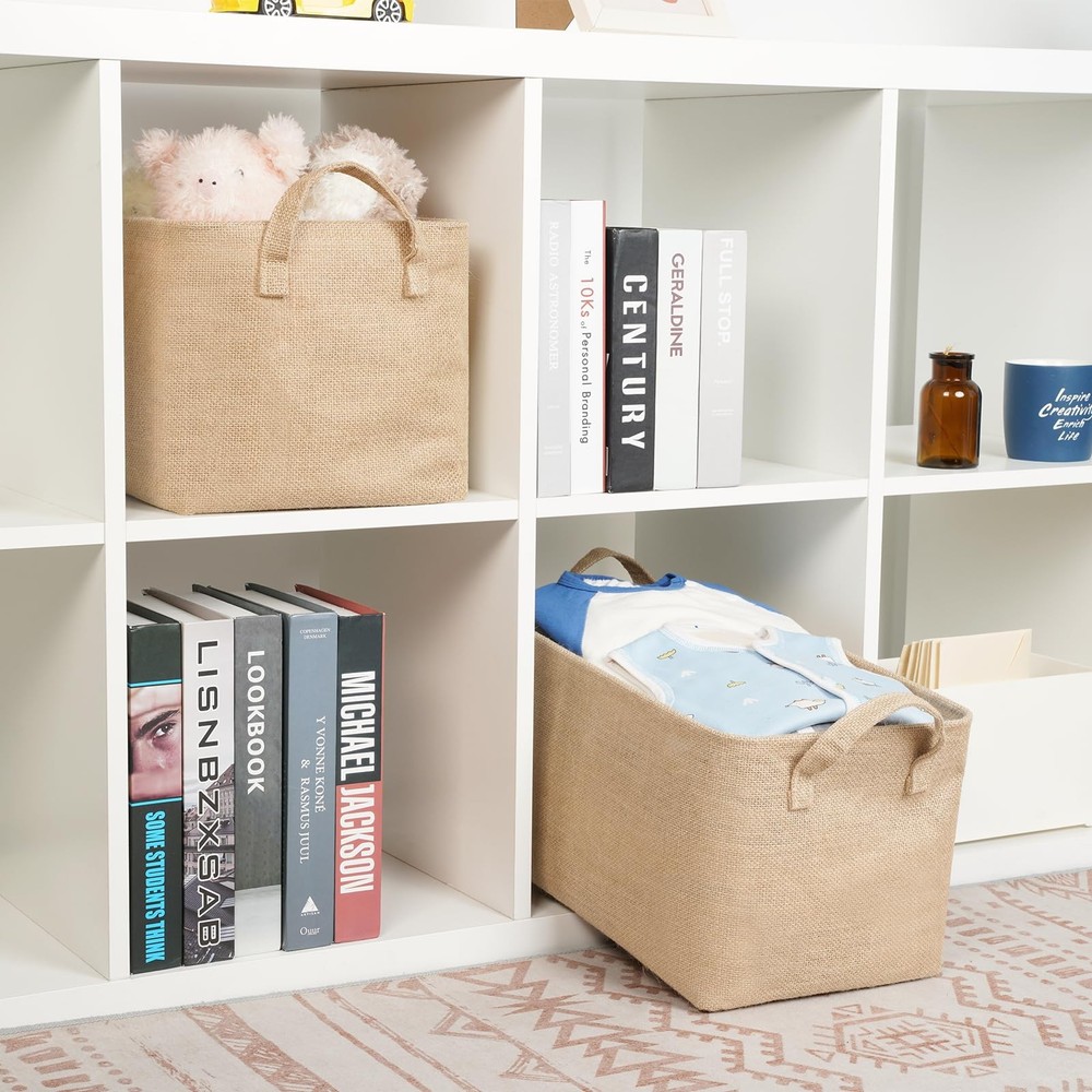 Rectangular Storage Basket,Collapsible Storage Bin with Hardboard,15" L x 10"...