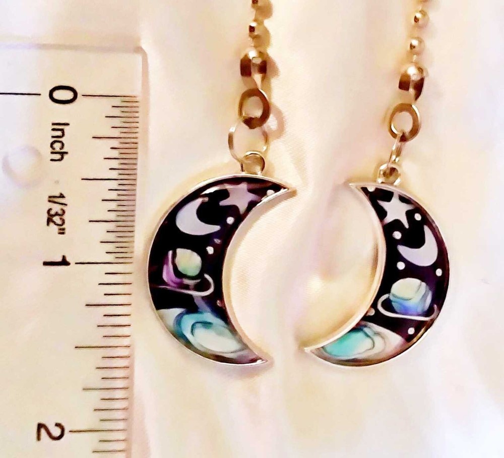 Set of Two ~ Crescent Moons Galaxy Astronomy ~ Ceiling Fan Pulls
