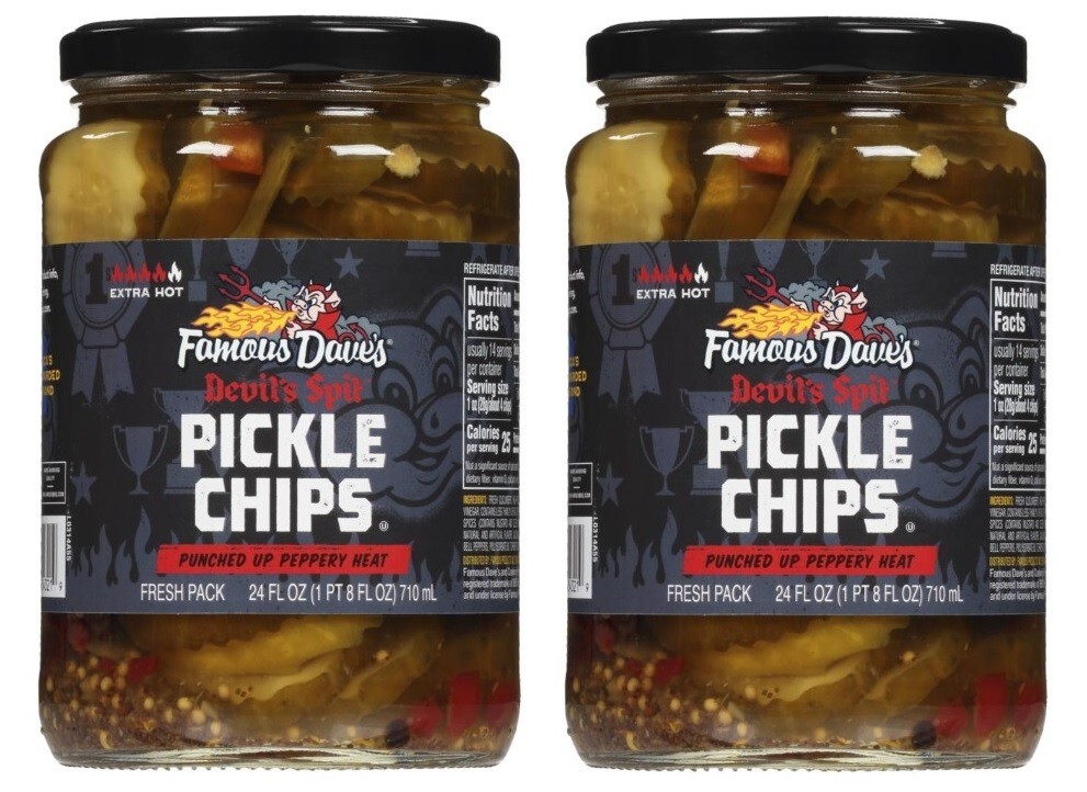 Famous Dave's Devil's Spit Pickle Chips 24 Ounce (2 Jars)
